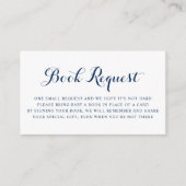 Blue Modern Calligraphy Baby shower Book Request Informatiekaartje (Voorkant)