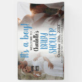 Blue Modern C'est un garçon Baby shower 2 bannière (Vertical)