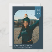 Blue Modern Chic Photo Graduation Party Invitation (Devant)