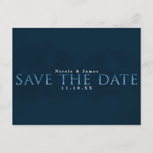 Blue Modern Chic SAVE THE DATE Huwelijk Verloving Briefkaart
