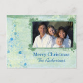 Blue Modern Christmas Tree Family Photo Carte post (Devant)