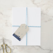 Blue Modern Christmas Village Cadeaulabel (Met Touw)