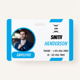 Blue Modern Company Logo Employee ID Card Badge