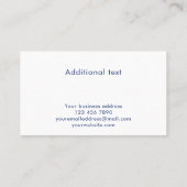 Blue Modern Custom Monogram Crest Professional Visitekaartje (Achterkant)