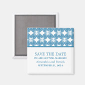 Blue Modern Deco Save the Date Magnet Magneet (Voorkant / Achterkant)