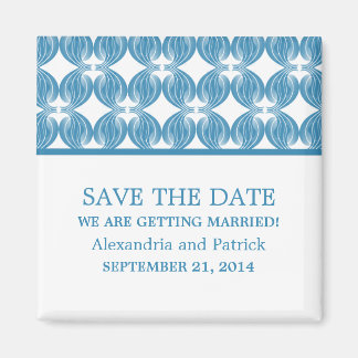 Blue Modern Deco Save the Date Magnet Magneet