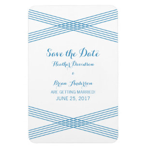 Blue Modern Deco Save the Date Magnet Magneet