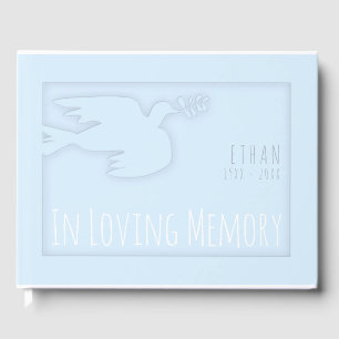 Blue Modern Dove Baby Celebration Livre d'or