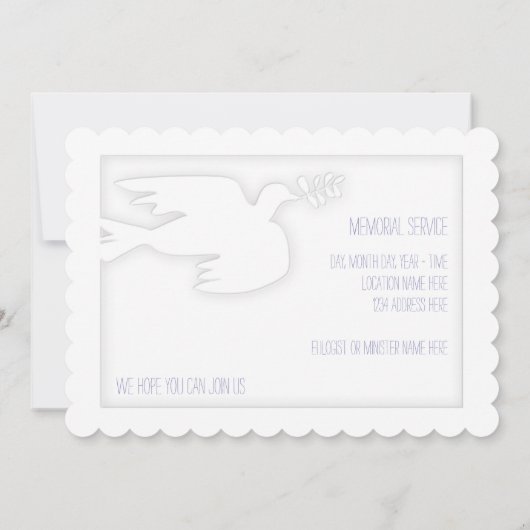 Blue Modern Dove Baby Custom Viering van het Leven Kaart (Achterkant)