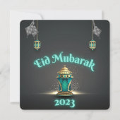 Blue Modern Eid Mubarak Kaart (Voorkant)