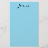 Blue Modern Elegant Plain Simple Professional Name Briefpapier (Voorkant)