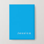 Blue Modern Elegant Plain Simple Professional Name Button (Voorkant)