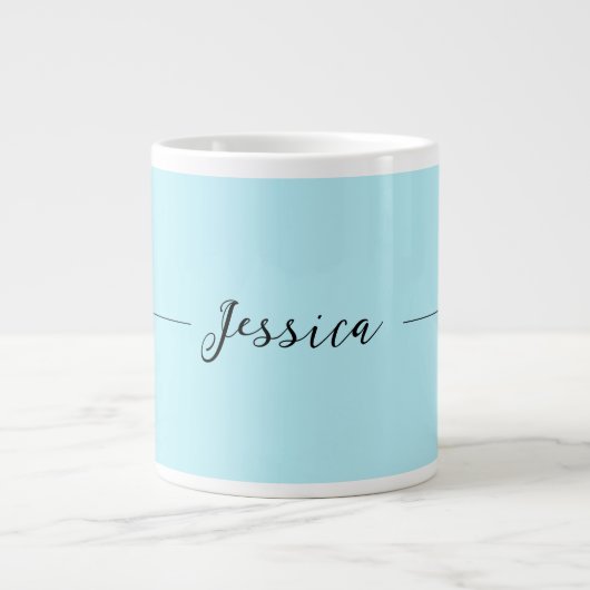 Blue Modern Elegant Plain Simple Professional Name Extra Grote Beker (Voorkant)