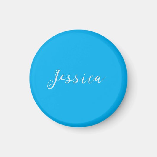 Blue Modern Elegant Plain Simple Professional Name Magneet (Voorkant)