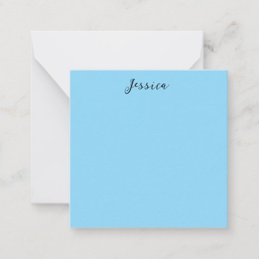 Blue Modern Elegant Plain Simple Professional Name Notitiekaartje (Voorkant)