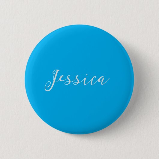 Blue Modern Elegant Plain Simple Professional Name Ronde Button 5,7 Cm (Voorkant)