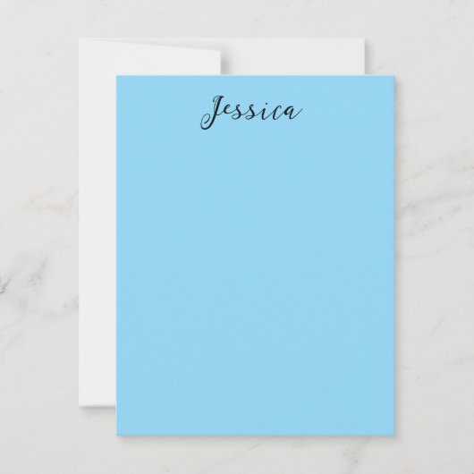Blue Modern Elegant Plain Simple Professional Name RSVP Kaartje (Voorkant)