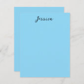 Blue Modern Elegant Plain Simple Professional Name RSVP Kaartje (Voorkant / Achterkant)