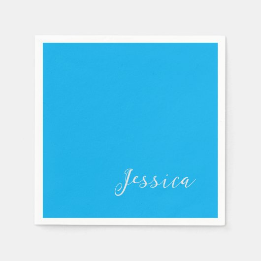 Blue Modern Elegant Plain Simple Professional Name Servet (Voorkant)