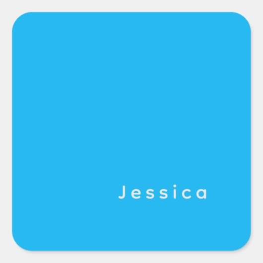 Blue Modern Elegant Plain Simple Professional Name Vierkante Sticker (Voorkant)