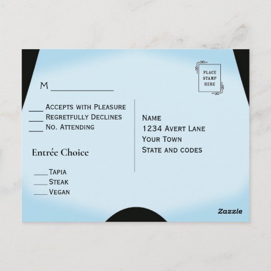 Blue Modern Enregistrer le menu Date RSVP (Dos)