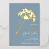 Blue Modern Floral Baby shower Folie Uitnodiging (Voorkant)