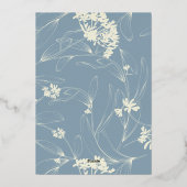 Blue Modern Floral Baby shower Folie Uitnodiging (Achterkant)