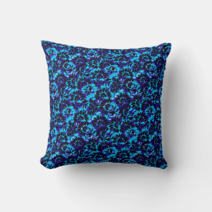 Blue Modern Floral Flourish Pattern Kussen