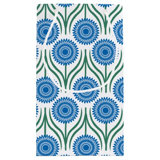 Blue Modern Floral Pattern-White Klein Cadeauzakje (Achterkant)