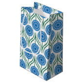 Blue Modern Floral Pattern-White Klein Cadeauzakje (Achterkant Gekanteld)