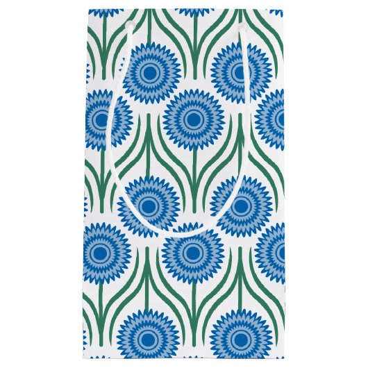 Blue Modern Floral Pattern-White Klein Cadeauzakje (Voorkant)