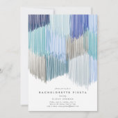Blue Modern Fringe Bachelorette Party Invitation (Devant)