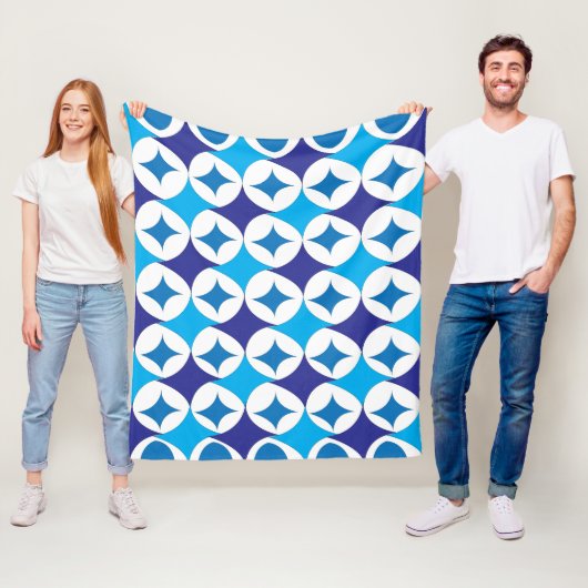 Blue Modern Geometric Fleece Deken (In situ)