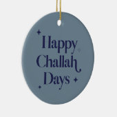 Blue Modern Happy Challah Days Hanukkah Keramisch Ornament (Rechts)
