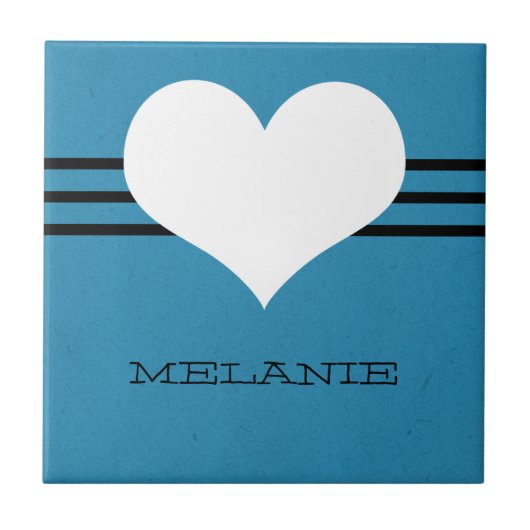 Blue Modern Heart Tegel Tegeltje (Voorkant)