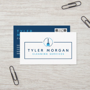 Blue Modern Logo Cleaning Services Visitekaartje