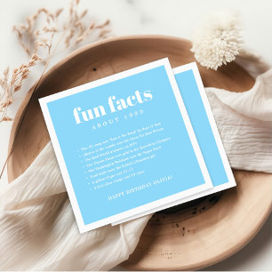 Blue Modern Minimal Fun Facts Verjaardagsjaar Servet