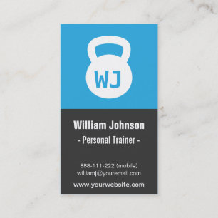 Blue Modern minimalist Kettlebell Fitness Trainer Visitekaartje