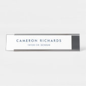 Blue Modern Minimalist Typography Personalized Bureau Naambordje (Voorkant)