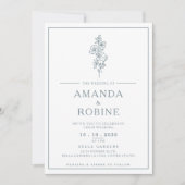 Blue Modern Minimalist Wedding Invitation Kaart (Voorkant)