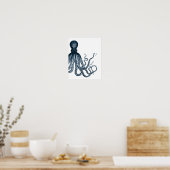 Blue Modern Octopus Poster (Keuken)