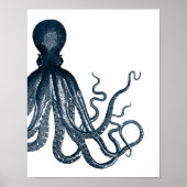 Blue Modern Octopus Poster (Voorkant)