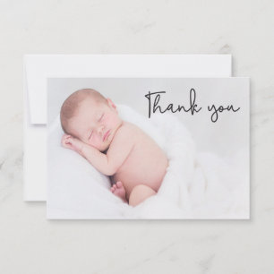 Blue Modern Photo Baby Shower Dank je Bedankkaart