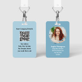 Blue Modern Photo QR Code Employee Badge