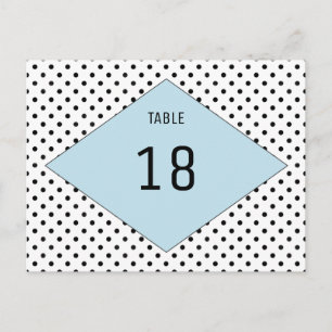 Blue Modern Polka Dots Table Number Briefkaart