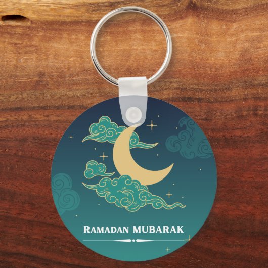 Blue Modern Ramadan Mubarak Sleutelhanger (Voorkant)