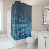 Blue, modern, retro, cool, trendy dot pattern douchegordijn (In situ)