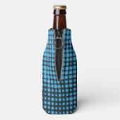 Blue, modern, retro, cool, trendy dot pattern flesjeskoeler (Fles Achterkant)
