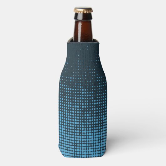 Blue, modern, retro, cool, trendy dot pattern flesjeskoeler (Fles Voorkant)