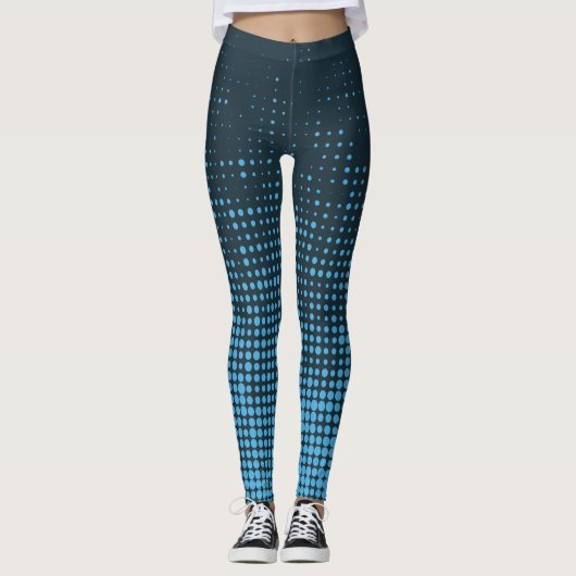 Blue, modern, retro, cool, trendy dot pattern leggings (Voorkant)
